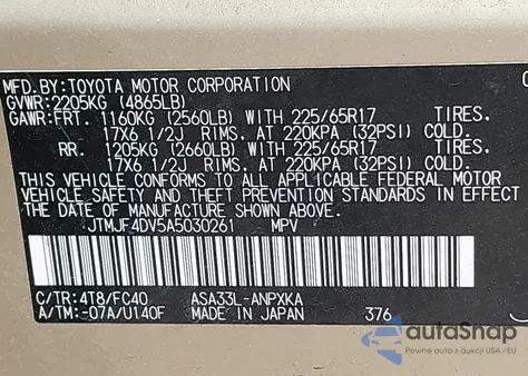 2010 Toyota Rav4 из США, поврежденный, VIN JTMJF4DV5A5030261